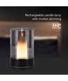 Lampe de table LED 2W rechargeable, variateur à mouvement - Noir/fumé, 3000K, 360 degrés, design élégant