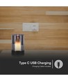 Lampe de table LED 2W rechargeable, variateur à mouvement - Noir/fumé, 3000K, 360 degrés, design élégant