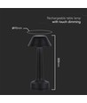 Lampe de table LED 1W rechargeable, 3-en-1 CCT - 5V, 1800mAh, noir, Ø9,5 x 22,5 cm