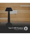 Lampe de table LED 1W rechargeable, 3-en-1 CCT - 5V, 1800mAh, noir, Ø9,5 x 22,5 cm