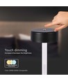 Lampe de table LED 3W rechargeable, 5V - 3-en-1 CCT, dimmable tactile, noir, incl. câble USB