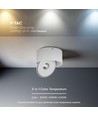 Spot en saillie 28W RA90 - Ø17,8 cm, Hauteur : 8,7 cm, CCT, 3 couleurs de lumière, blanc