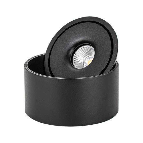 Spot en saillie 28W RA90 - Ø17,8 cm, Hauteur : 8,7 cm, Noir, CCT - 3 couleurs de lumière