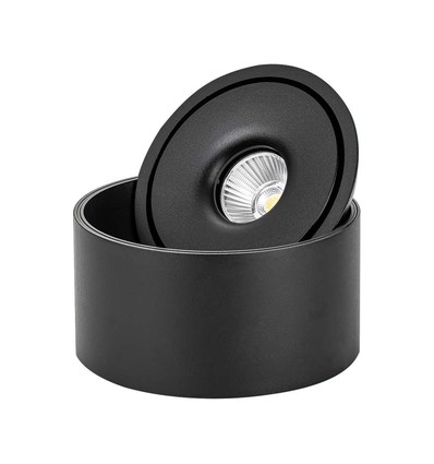 Spot en saillie 28W RA90 - Ø17,8 cm, Hauteur : 8,7 cm, Noir, CCT - 3 couleurs de lumière