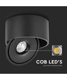 Spot en saillie 28W RA90 - Ø17,8 cm, Hauteur : 8,7 cm, Noir, CCT - 3 couleurs de lumière