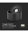 Spot en saillie 28W RA90 - Ø17,8 cm, Hauteur : 8,7 cm, Noir, CCT - 3 couleurs de lumière