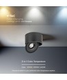 Spot en saillie 28W RA90 - Ø17,8 cm, Hauteur : 8,7 cm, Noir, CCT - 3 couleurs de lumière