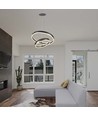 Suspension LED design 50W - Double ring, marron café, 5850lm, 3000K