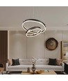 Suspension LED design 50W - Double ring, marron café, 5850lm, 3000K