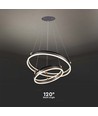 Suspension LED design 50W - Double ring, marron café, 5850lm, 3000K