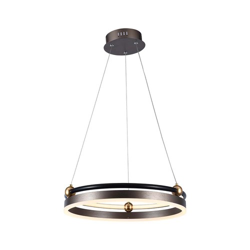 Suspension LED design 20W - Simple anneau, 3000K, couleur café, 2400lm