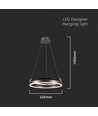 Suspension LED design 20W - Simple anneau, 3000K, couleur café, 2400lm