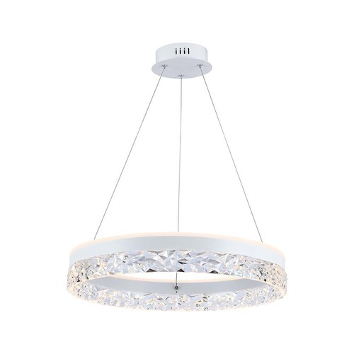 Suspension LED design 25W, Ø50cm - Design anneau, blanc, 3000lm, 3000K, blanc chaud