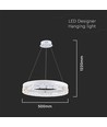 Suspension LED design 25W, Ø50cm - Design anneau, blanc, 3000lm, 3000K, blanc chaud