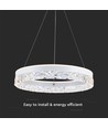 Suspension LED design 25W, Ø50cm - Design anneau, blanc, 3000lm, 3000K, blanc chaud