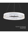 Suspension LED design 25W, Ø50cm - Design anneau, blanc, 3000lm, 3000K, blanc chaud