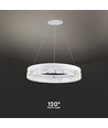 Suspension LED design 25W, Ø50cm - Design anneau, blanc, 3000lm, 3000K, blanc chaud