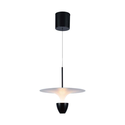 Suspension LED design 9W - 3000K, 1000lm, blanc/noir, hauteur réglable, source lumineuse incluse