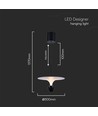 Suspension LED design 9W - 3000K, 1000lm, blanc/noir, hauteur réglable, source lumineuse incluse