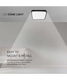 Plafonnier LED 48W - 42 x 42cm, bord noir