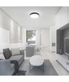 Plafonnier LED 36W à détection - Ø42cm, IP44, bord noir, capteur micro-ondes