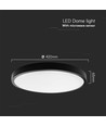 Plafonnier LED 36W à détection - Ø42cm, IP44, bord noir, capteur micro-ondes