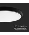 Plafonnier LED 36W à détection - Ø42cm, IP44, bord noir, capteur micro-ondes