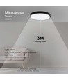 Plafonnier LED 36W à détection - Ø42cm, IP44, bord noir, capteur micro-ondes