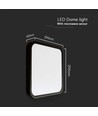 Plafonnier LED 18W - Capteur micro-ondes, 4000K, Carré, Cadre noir, IP44