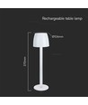 Lampe de table LED rechargeable 3W, touch dimmable - 310lm, 3000K, noir/transparent, hauteur 37cm