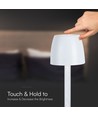 Lampe de table LED rechargeable 3W, touch dimmable - 310lm, 3000K, noir/transparent, hauteur 37cm
