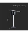 Lampe de table LED rechargeable 3W, touch dimmable - 3000K, 1800mAh, noir, DC 5V