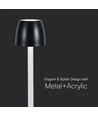 Lampe de table LED rechargeable 3W, touch dimmable - 3000K, 1800mAh, noir, DC 5V