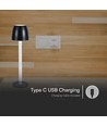 Lampe de table LED rechargeable 3W, touch dimmable - 3000K, 1800mAh, noir, DC 5V
