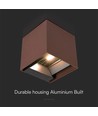 Applique murale solaire 9W - IP65, 4000K, couleur corten, COB, détecteur PIR