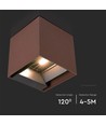 Applique murale solaire 9W - IP65, 4000K, couleur corten, COB, détecteur PIR