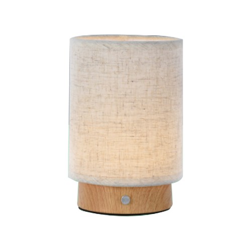 Lampe de table rechargeable V-Tac - Variateur tactile, finition bois, abat-jour beige