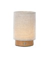 Lampe de table rechargeable V-Tac - Variateur tactile, finition bois, abat-jour beige