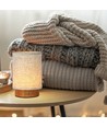 Lampe de table rechargeable V-Tac - Variateur tactile, finition bois, abat-jour beige