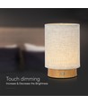 Lampe de table rechargeable V-Tac - Variateur tactile, finition bois, abat-jour beige