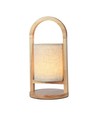 Lampe de table LED rechargeable 1,5W - Touch dimmable, 5V, beige avec poignée en bois, 3000K