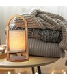 Lampe de table LED rechargeable 1,5W - Touch dimmable, 5V, beige avec poignée en bois, 3000K