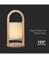 Lampe de table LED rechargeable 1,5W - Touch dimmable, 5V, beige avec poignée en bois, 3000K