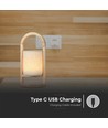 Lampe de table LED rechargeable 1,5W - Touch dimmable, 5V, beige avec poignée en bois, 3000K