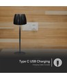 Lampe de table LED 2,7W, noir - Tactile dimmable, 3-en-1 CCT, rechargeable, USB-C, 10,5 x 34 cm