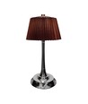 Lampe de table LED 1,5W, tactile dimmable, abat-jour brun - CCT, rechargeable, chrome, batterie et USB-C