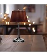 Lampe de table LED 1,5W, tactile dimmable, abat-jour brun - CCT, rechargeable, chrome, batterie et USB-C