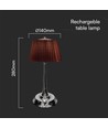 Lampe de table LED 1,5W, tactile dimmable, abat-jour brun - CCT, rechargeable, chrome, batterie et USB-C
