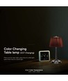 Lampe de table LED 1,5W, tactile dimmable, abat-jour brun - CCT, rechargeable, chrome, batterie et USB-C
