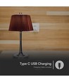 Lampe de table LED 1,5W, tactile dimmable, abat-jour brun - CCT, rechargeable, chrome, batterie et USB-C